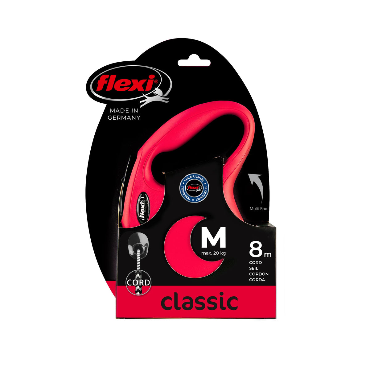 Resigilat|flexi Classic M lesa retractabila pentru caini, 8 m, cu snur, rosie