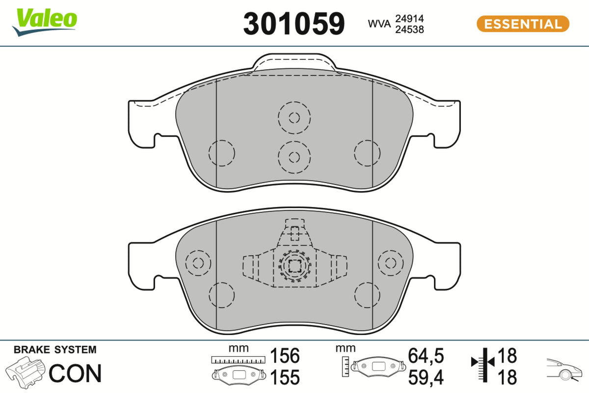 Valeo - 301059 - Placute de frana fata (set 4 bucati)