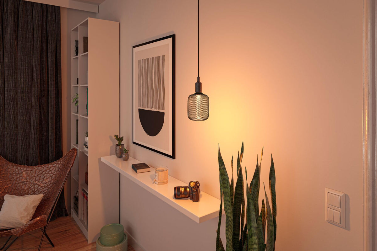 Resigilat|Paulmann 29083 Metallic Glow Edition LED E27, 4,2W, 200lm, 1800K, 100mm, forma cilindrica, negru metalic