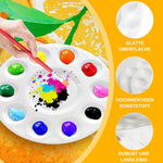 Resigilat|Set 18 Palete de Amestecare din Plastic, Rotunde 15,8 cm, cu 11 Compartimente, pentru Acuarele, Acrilice si Vopsele Ulei