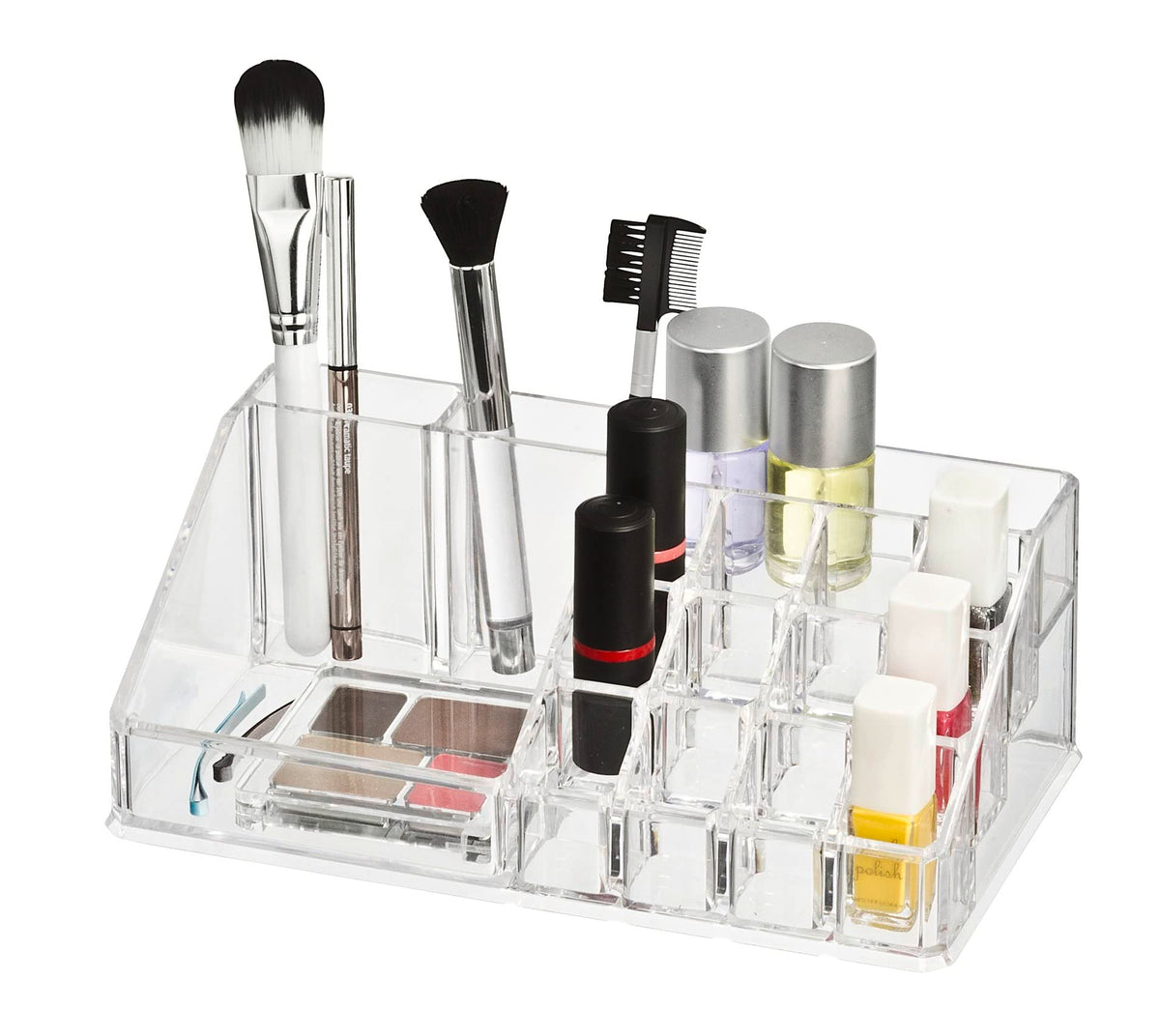 Resigilat|WENKO Femme organizator pentru cosmetice, 16 compartimente, acril, 22,5 x 8 x 12,5 cm, transparent