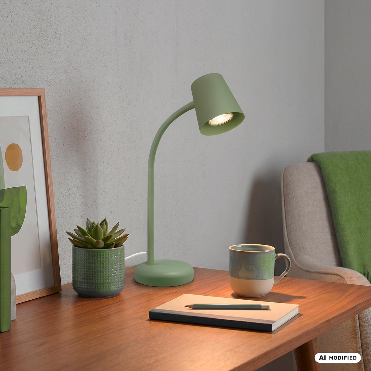 Resigilat|Lampa de masa BRILONER, reglabila, dulie GU10, pentru birou si noptiera, cu intrerupator pe cablu, verde lime