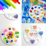 Resigilat|Set 18 Palete de Amestecare din Plastic, Rotunde 15,8 cm, cu 11 Compartimente, pentru Acuarele, Acrilice si Vopsele Ulei