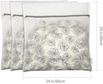 Resigilat|Set 3 saci premium pentru rufe delicate, structura tip fagure, cu fermoar, 60 x 60 cm, 3XL, albi