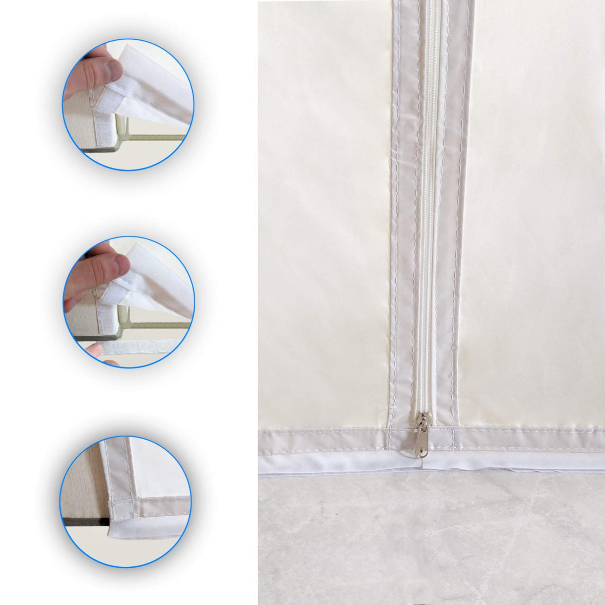 Resigilat|HOOMEE etansare usa pentru aer conditionat mobil si uscator cu evacuare, Hot Air Stop, cu fermoar, 90 x 210 cm