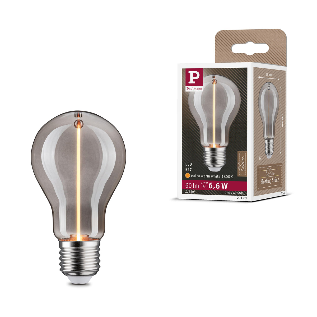 Resigilat|Paulmann 29181 Floating Shine bec LED standard E27, 60 lm, 2,2W, 1800K, sticla fumurie
