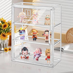 Resigilat|Vitrina din acril cu usa pentru figurine si obiecte de colectie, 3 niveluri, autoasamblare, 36 x 27 x 13 cm