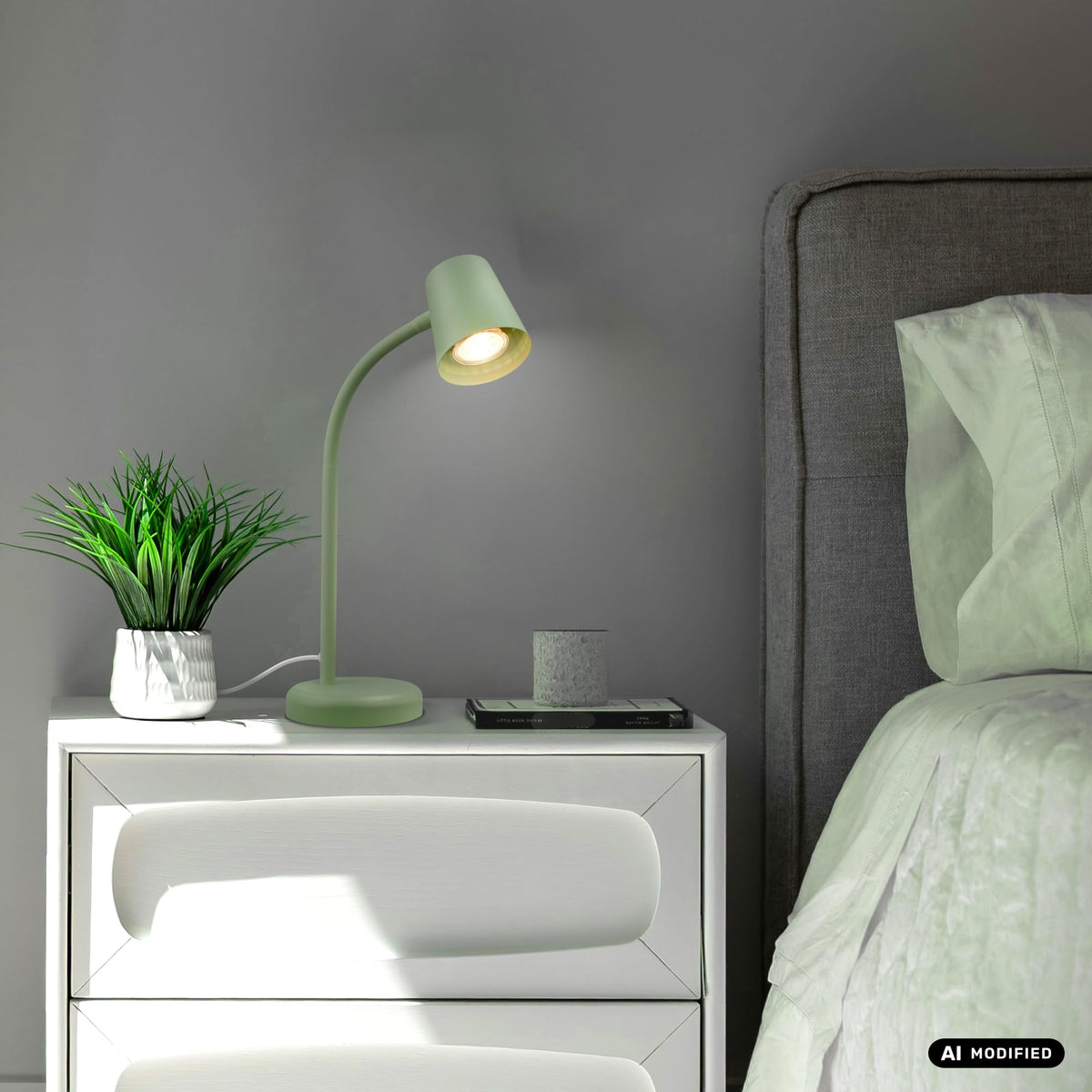 Resigilat|Lampa de masa BRILONER, reglabila, dulie GU10, pentru birou si noptiera, cu intrerupator pe cablu, verde lime