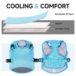 Resigilat|Hjyokuso vesta racoritoare pentru caini mari, 2XL, racire prin evaporare, material respirabil, absorbtie rapida, benzi reflectorizante