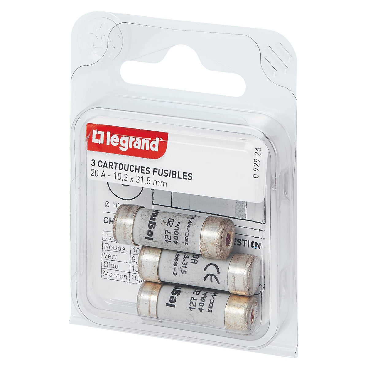 |Resigilat|Legrand leg92926 Cartridge Fuses 20 A 10.3 x 31.5 mm Set of 3