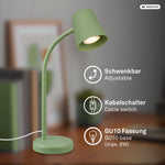 Resigilat|Lampa de masa BRILONER, reglabila, dulie GU10, pentru birou si noptiera, cu intrerupator pe cablu, verde lime