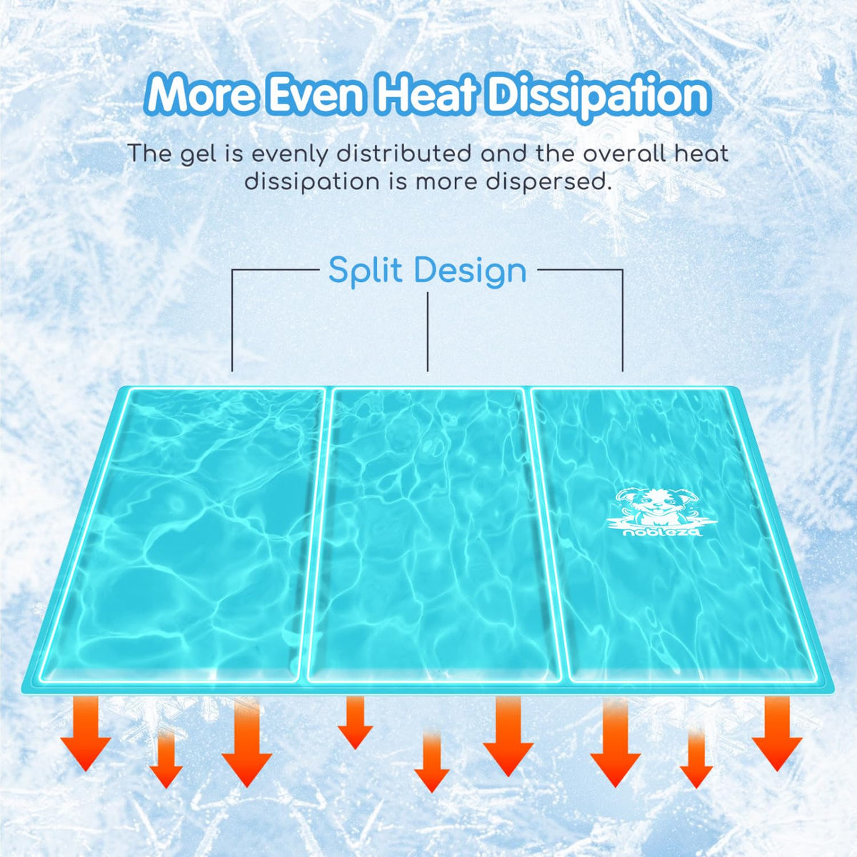 Resigilat|Nobleza covor racoritor pentru caini si pisici, 90 x 50 cm, auto-racire cu gel, netoxic, marimea L, albastru deschis