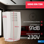 |Resigilat|SUNDI Doorbell, Front Door Bell, Single-Tone Bell, Plastic and Metal, 230V, DNS-902/N-ECR