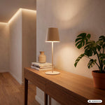 Resigilat|BRILONER lampa de masa LED fara fir cu Touch, dimmabila, inaltime reglabila, reincarcabila, pentru noptiera, camping si exterior, bej