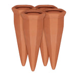 Resigilat|Relaxdays set 4 conuri de udare din teracota, dozatoare de apa pentru plante, compatibile cu sticle de vin si PET, portocalii