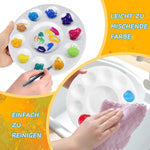 Resigilat|Set 18 Palete de Amestecare din Plastic, Rotunde 15,8 cm, cu 11 Compartimente, pentru Acuarele, Acrilice si Vopsele Ulei