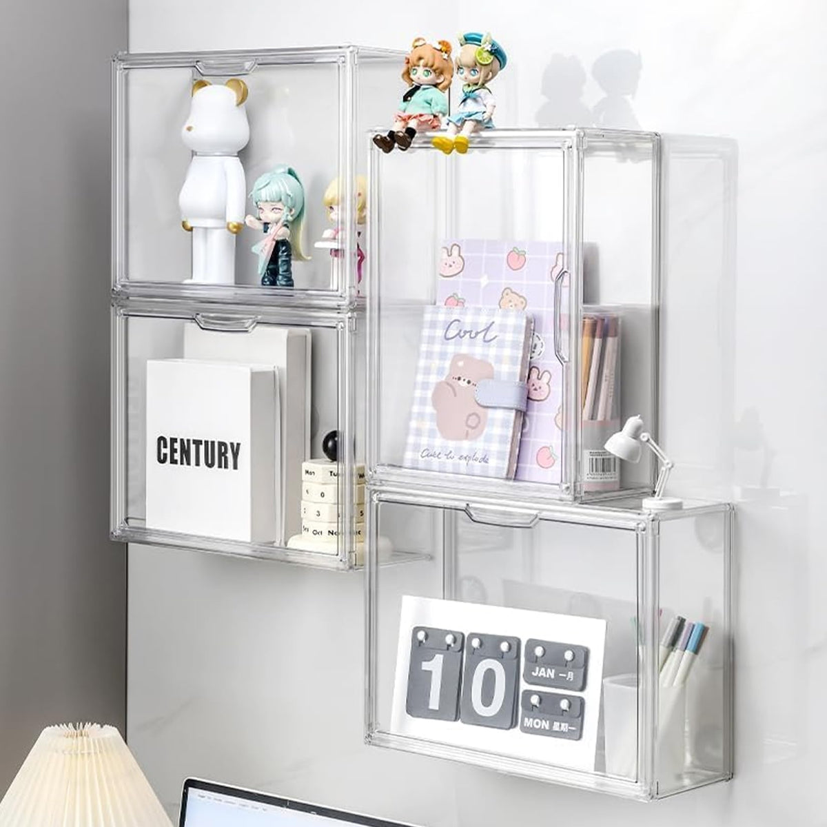 Resigilat|Vitrina din acril cu usa pentru figurine si obiecte de colectie, 3 niveluri, autoasamblare, 36 x 27 x 13 cm