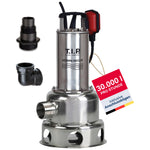 T.I.P. Schmutzwasser Tauchpumpe - Baupumpe Edelstahl (30.000 l/h Fördermenge, 13m Förderhöhe, 1,3bar Druck, 1.800W, 45mm Korngröße, Waschlauge, heißes Wasser bis 95°C) Extrema 500/13 IX, 30171