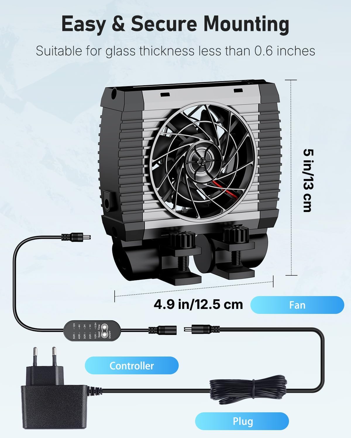 Resigilat|Pawfly racitor pentru acvariu, ventilator silentios cu viteza reglabila si temporizator, pentru acvarii de pana la 40 cm