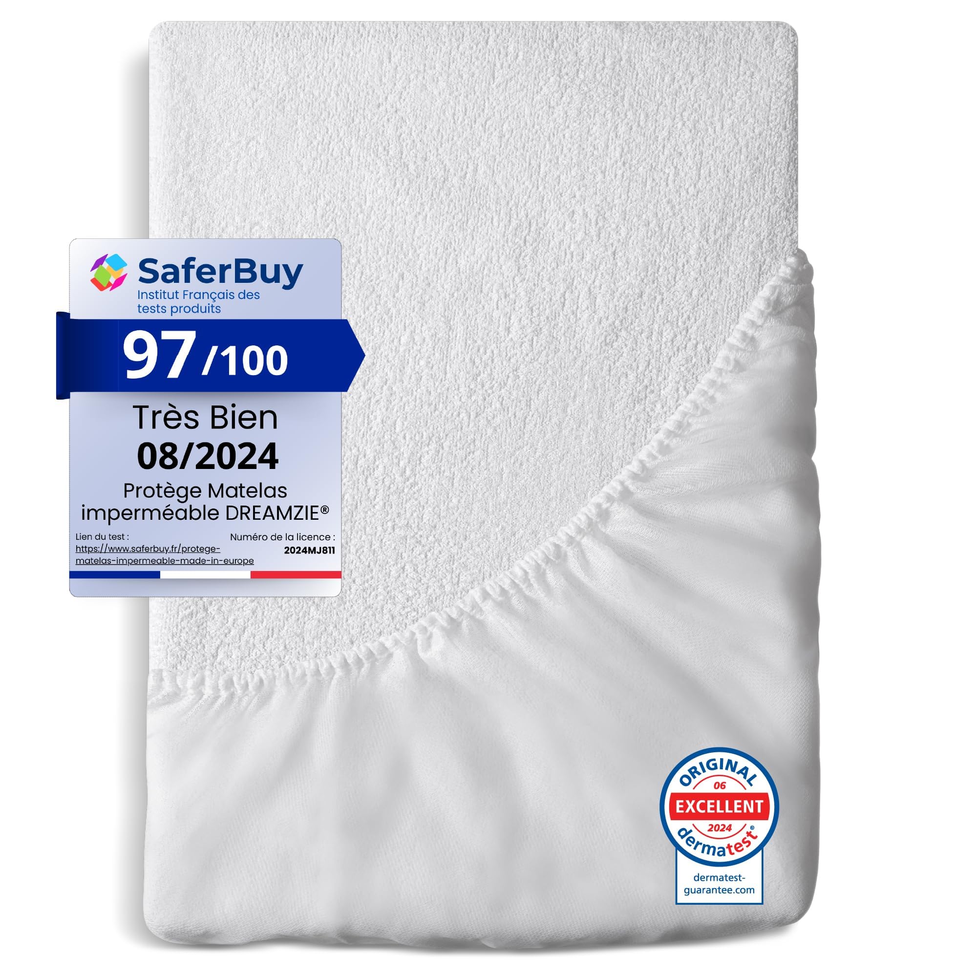 Resigilat|Dreamzie protectie impermeabila pentru saltea 140 x 200 cm, certificata Oeko-TEX, hipoalergenica, antiacarieni si antibacteriana