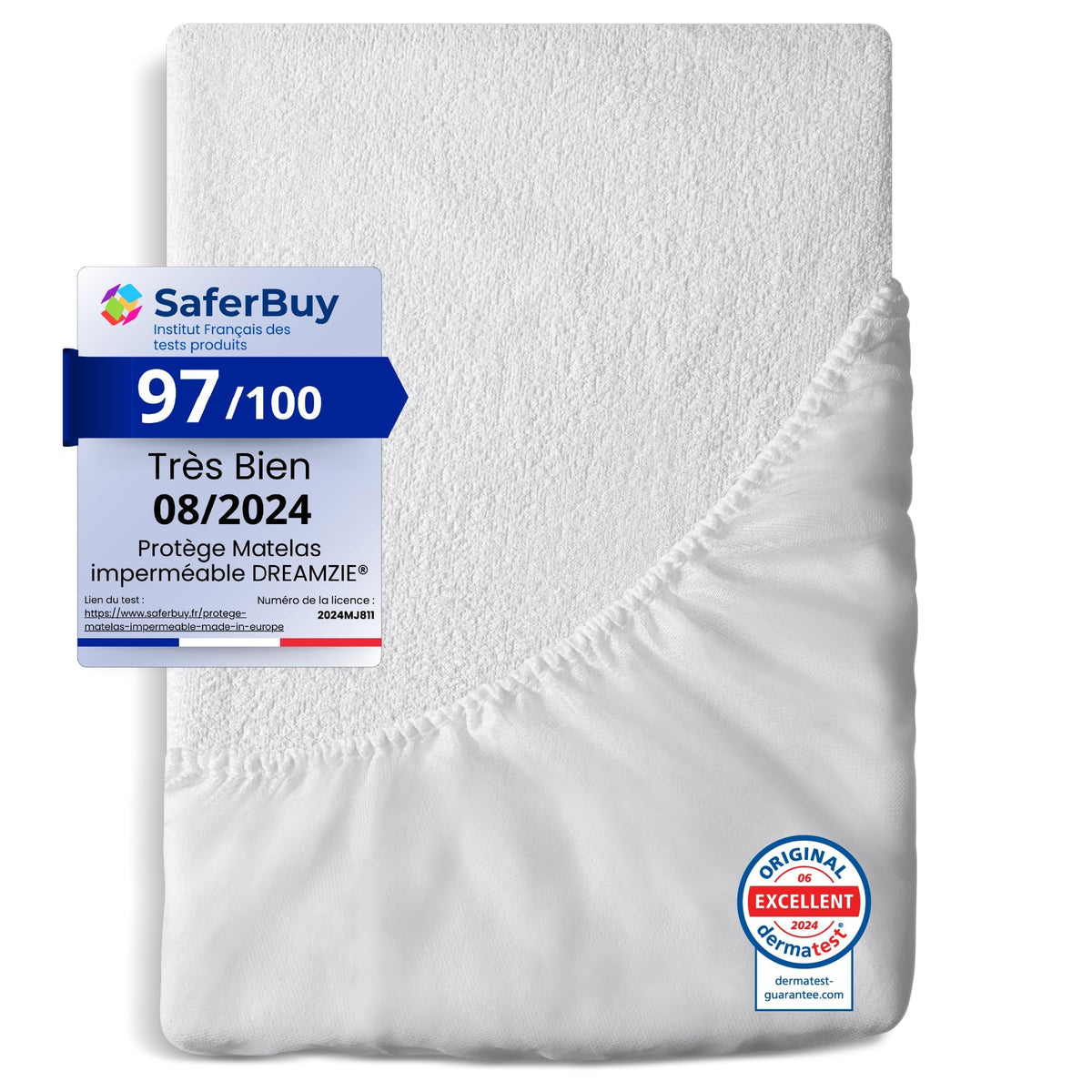 Resigilat|Dreamzie protectie impermeabila pentru saltea 140 x 200 cm, certificata Oeko-TEX, hipoalergenica, antiacarieni si antibacteriana