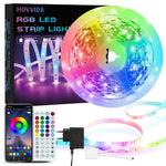 Resigilat|HOVVIDA banda LED RGB 5 m, 30 LED/m, 150 LED, control prin aplicatie si telecomanda, mod muzica si temporizator