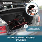 Mobiclinic®, Deambulatore per Anziani, Pieghevole, Regolabile in Altezza, Freni Manuali e Bloccabili, Fino a 110 Kg, con Cestino e Sedile, Leggero, Resistente, Alluminio, Bordeaux, Escorial