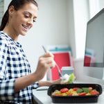 Resigilat|Set 10 caserole Meal Prep Relaxdays, 1 compartiment, 1000 ml, etanse, compatibile cu microunde, plastic, negre