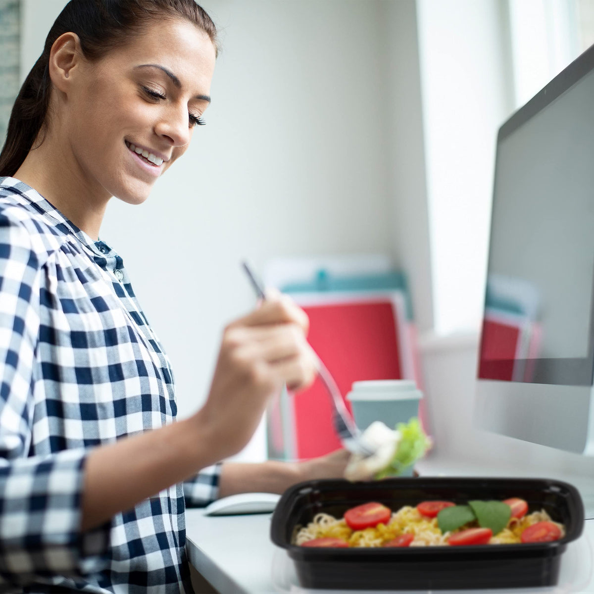 Resigilat|Set 10 caserole Meal Prep Relaxdays, 1 compartiment, 1000 ml, etanse, compatibile cu microunde, plastic, negre