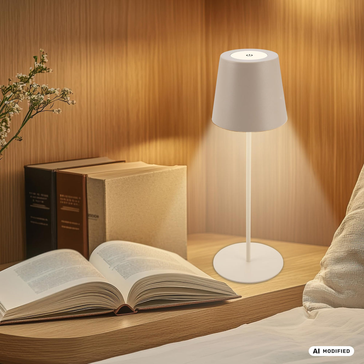 Resigilat|BRILONER lampa de masa LED fara fir cu Touch, dimmabila, inaltime reglabila, reincarcabila, pentru noptiera, camping si exterior, bej