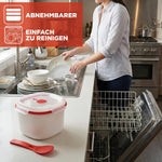 Resigilat|Snips oala pentru orez la microunde, 2,7 L, pentru orez, cereale si couscous, cu colector de amidon si spatula, 20,5 x 20,5 x 14,5 cm