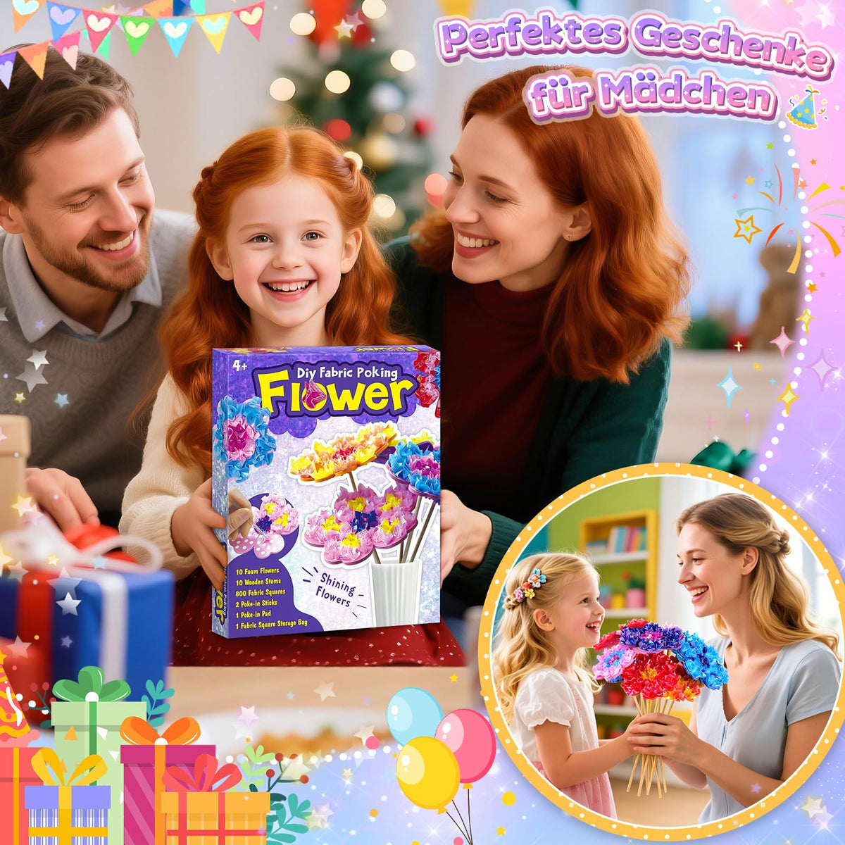 Resigilat|Set creativ de bricolaj cu flori pentru fete, cadou pentru copii de 5-8 ani, activitati creative si decorative