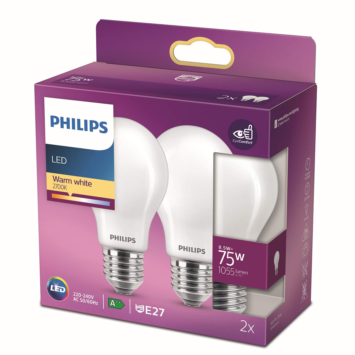 Resigilat|Philips Lighting LED Classic E27 cu filament, 75W, mat, lumina alb cald, eficient energetic, durata lunga de viata