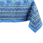 Resigilat|THE Unltd fata de masa din bumbac albastru deschis, 150 x 150 cm, imprimeu floral, 4 persoane, model traditional indian