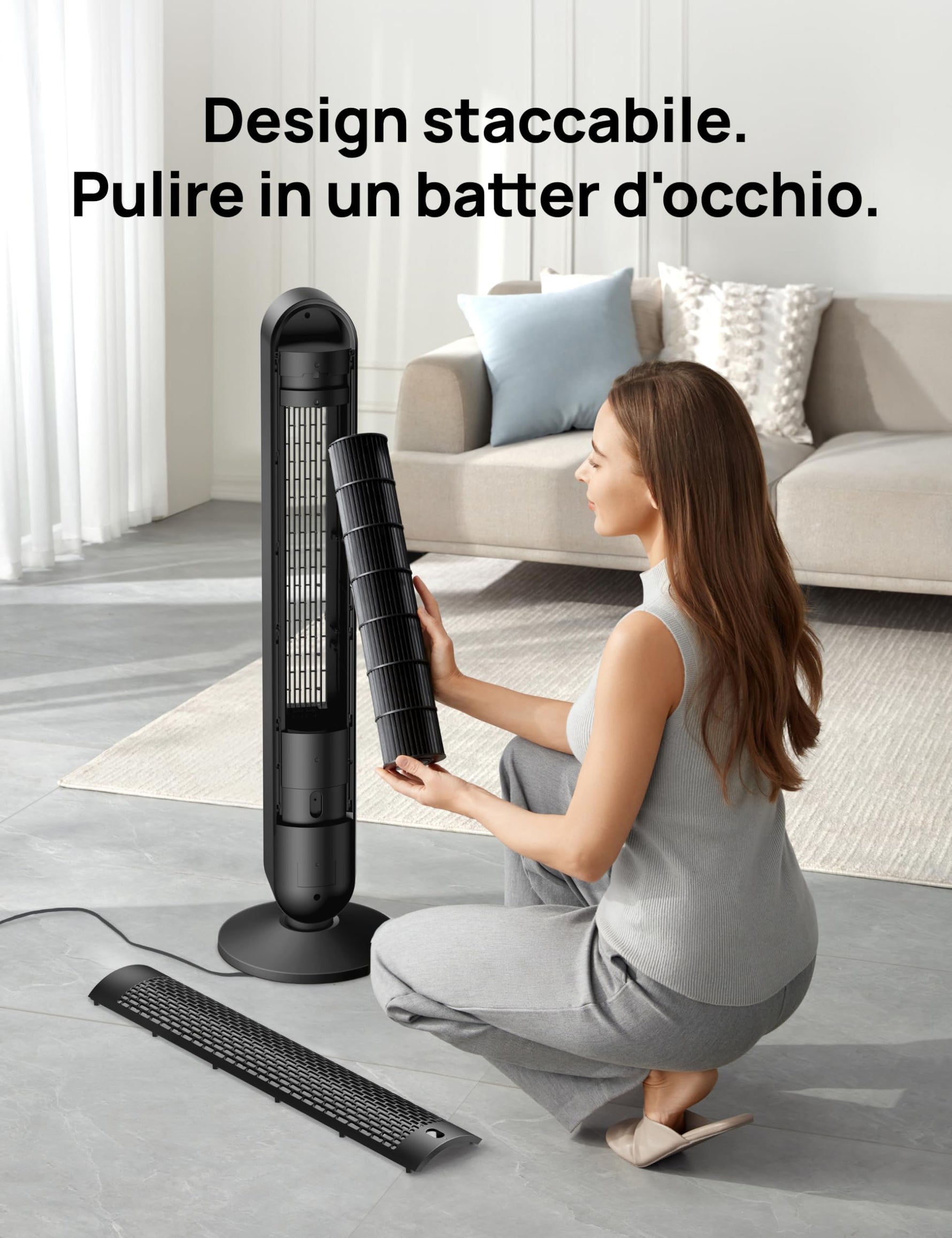 DREO Ventilatore a Torre 106cm, Potente 8.53 m/s, Ventilatori a Colonna Silenzioso con Telecomando, 9 Velocità, 4 Modalità, Oscillazione a 90°, Timer da 12H, per Camera da Letto, Stanze Grandi