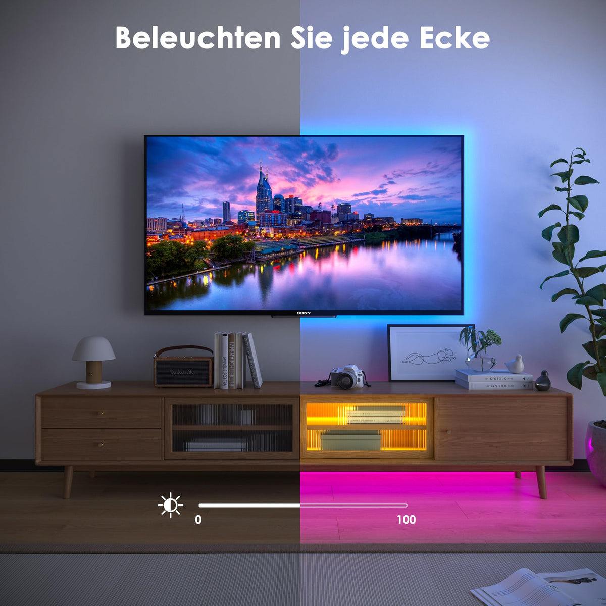 Resigilat|HOVVIDA banda LED RGB 5 m, 30 LED/m, 150 LED, control prin aplicatie si telecomanda, mod muzica si temporizator