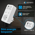 Resigilat|Sonero priza cu temporizator si functie countdown, 230 V, USB si USB-C, programabila, alba