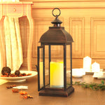 Resigilat|WRalwaysLX felinar decorativ cu flacara LED animata, lumanare cu temporizator, 41 cm, pentru interior si exterior, plastic, bronz