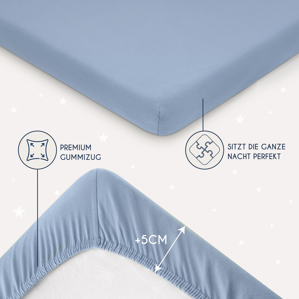 Resigilat|Dreamzie set 2 cearsafuri cu elastic pentru bebelusi, 70 x 140 cm, 100% bumbac Jersey