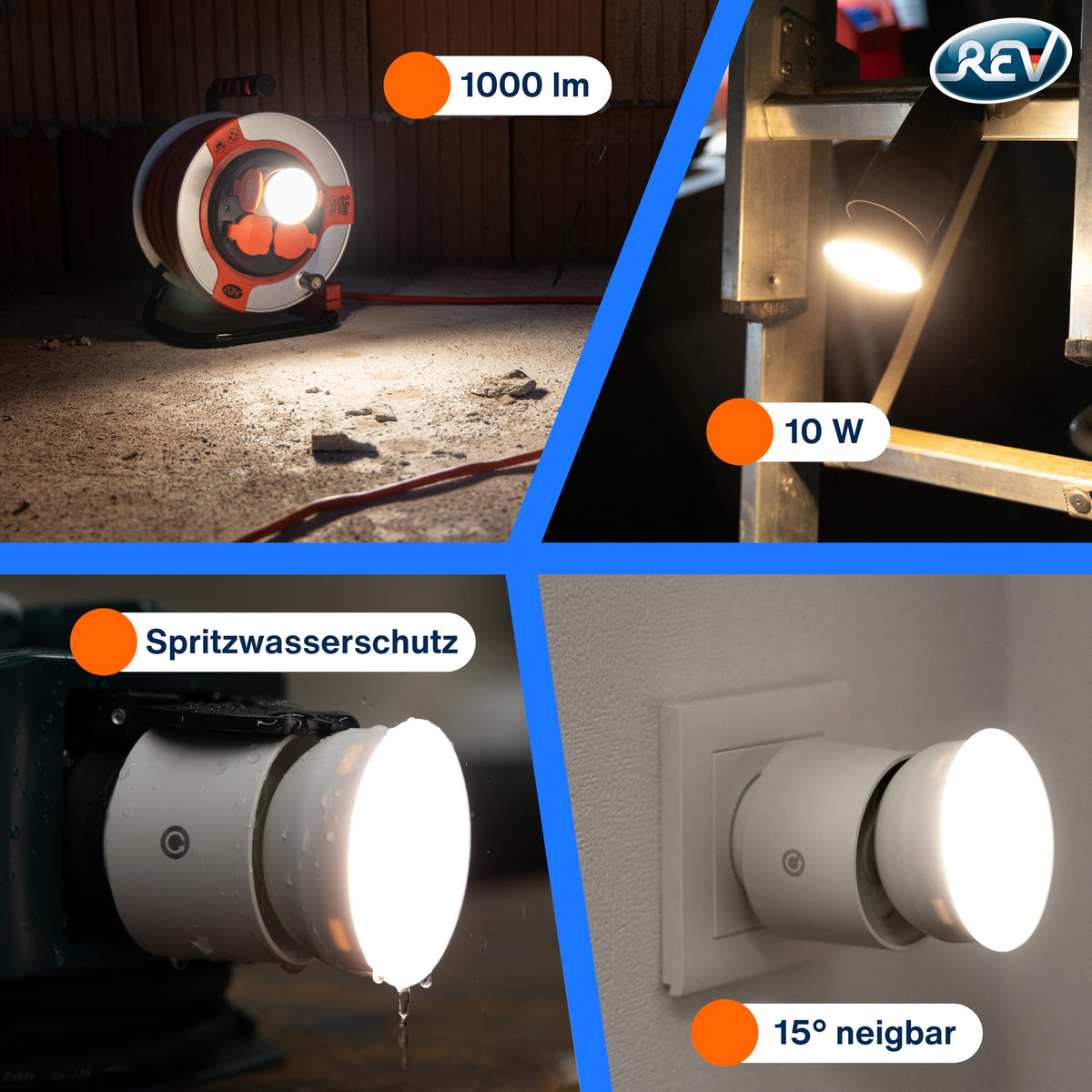Resigilat|REV lampa cu priza, reglabila in 4 trepte, 10W, 850 lm, 3000K, alba