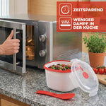 Resigilat|Snips oala pentru orez la microunde, 2,7 L, pentru orez, cereale si couscous, cu colector de amidon si spatula, 20,5 x 20,5 x 14,5 cm