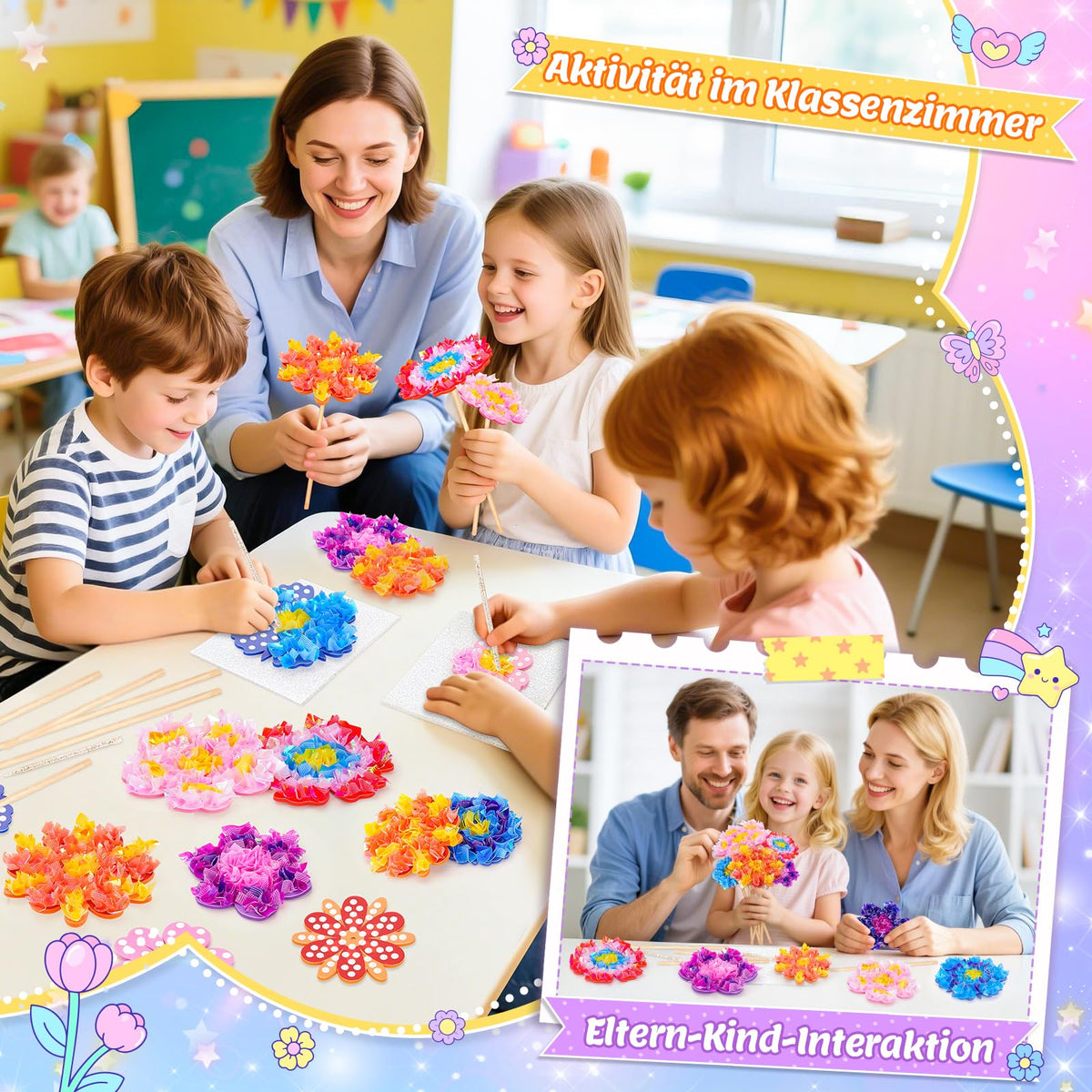 Resigilat|Set creativ de bricolaj cu flori pentru fete, cadou pentru copii de 5-8 ani, activitati creative si decorative