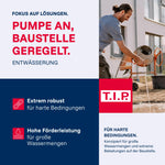 T.I.P. Schmutzwasser Tauchpumpe - Baupumpe Edelstahl (30.000 l/h Fördermenge, 13m Förderhöhe, 1,3bar Druck, 1.800W, 45mm Korngröße, Waschlauge, heißes Wasser bis 95°C) Extrema 500/13 IX, 30171