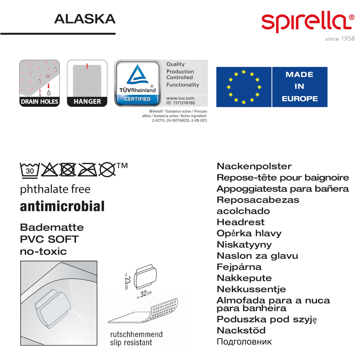 Resigilat|Spirella Alaska perna pentru cada, 8 ventuze, antibacteriana, antiderapanta, lavabila, taupe, 23 x 32 cm