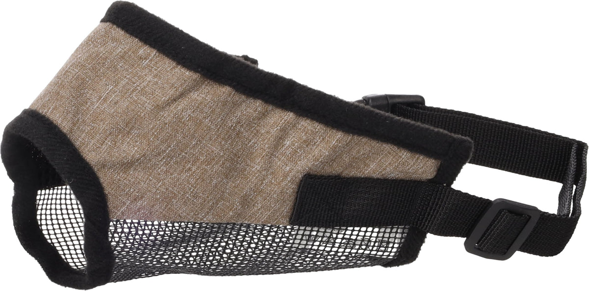 Resigilat|Flamingo Nobit botnita pentru caini, bej, marimea L, 22 x 12,5 cm, circumferinta bot 54-72 cm, nylon, reglabila