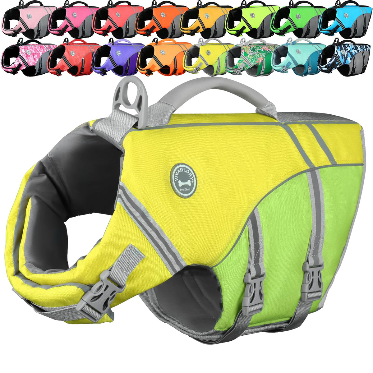 Resigilat|VIVAGLORY vesta de salvare pentru caini Sports Style, marimea S, Lemon