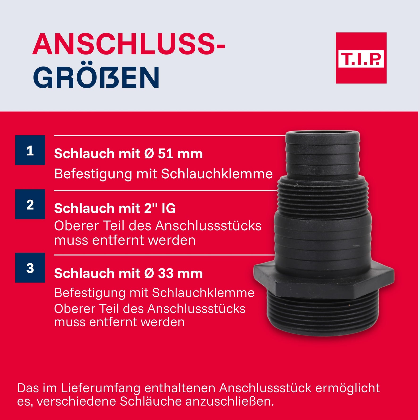 T.I.P. Schmutzwasser Tauchpumpe - Baupumpe Edelstahl (30.000 l/h Fördermenge, 13m Förderhöhe, 1,3bar Druck, 1.800W, 45mm Korngröße, Waschlauge, heißes Wasser bis 95°C) Extrema 500/13 IX, 30171