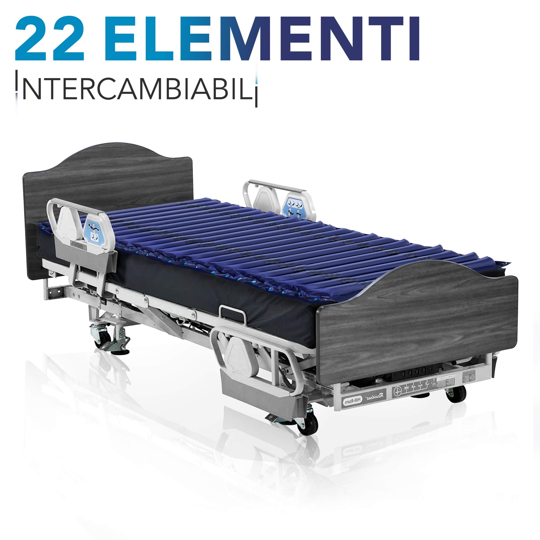 AIESI® Materasso Antidecubito ad elementi intercambiabili con compressore regolabile a ciclo alternato DOCTOR MATTPLUS, 22 elementi, Portata 150 Kg, Silenzioso, Garanzia Italia 24 mesi