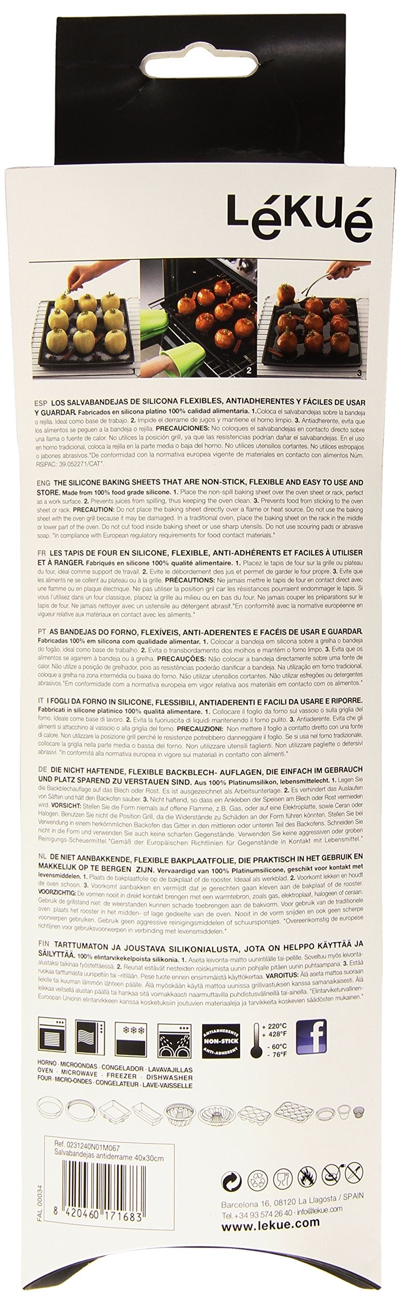Resigilat|Lékué CLASSIC tava de copt din silicon cu protectie impotriva scurgerilor, 30 x 4 cm, neagra