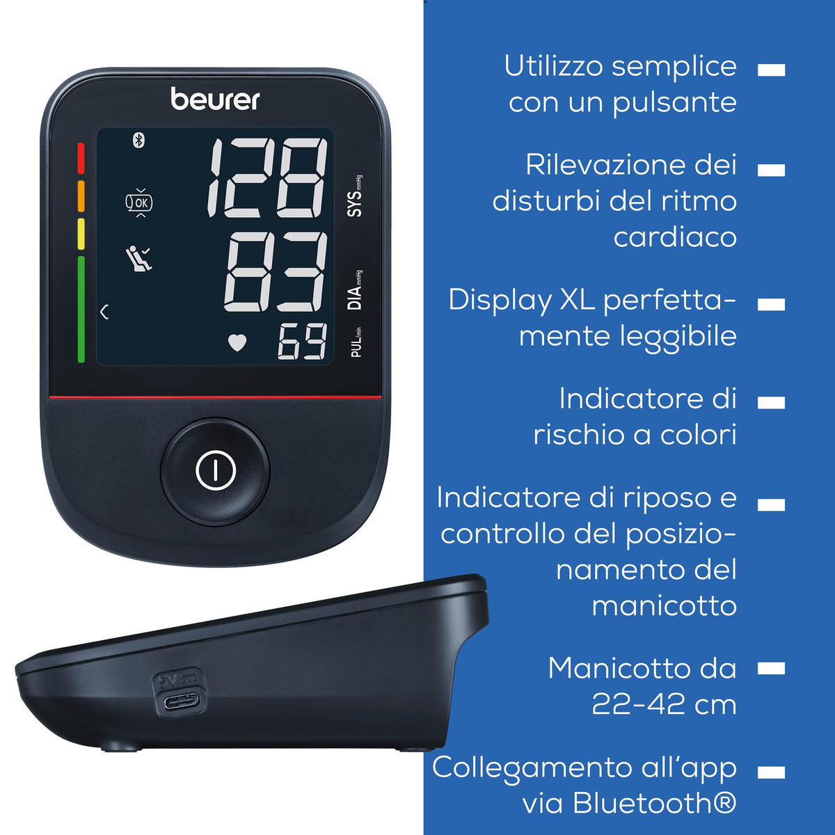 |Resigilat| Beurer BM 48 tensiometru de braț, măsurare rapidă, detectare aritmii, manșetă 22–42 cm, aplicație, Apple Health, utilizare simplă